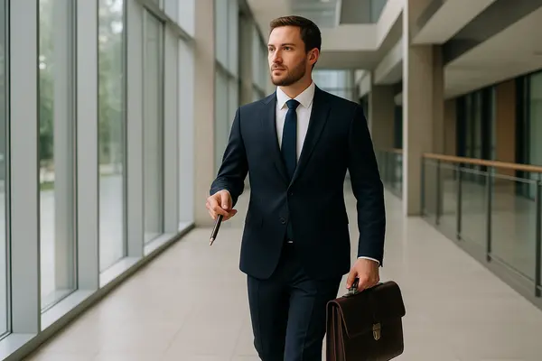 a lawyer walking in a hall with a briefcase from Menes Lemon Law Firm in Miami, FL - Consumer Protection Law