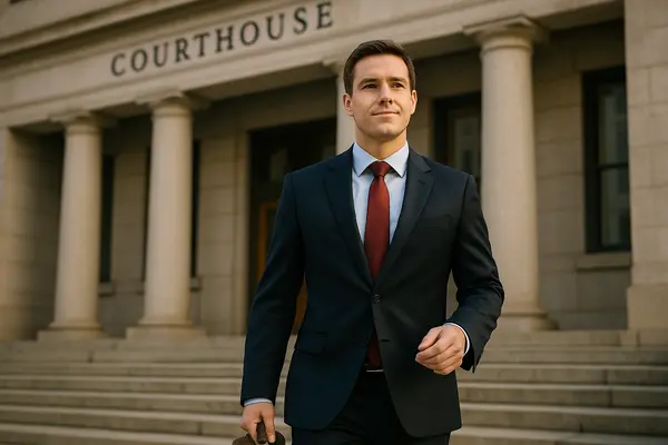 a lawyer walking down the stairs of a courthouse entrance from Menes Lemon Law Firm in Coral Gables, FL - Coral Gables FL a lawyer walking down the stairs of a courthouse entrance from Menes Lemon Law Firm in Coral Gables, FL - Coral Gables FL