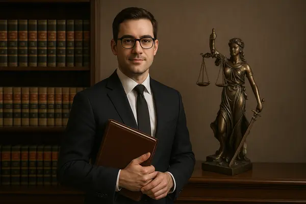 a male lawyer holding a book while posing for the camera from Menes Lemon Law Firm in Miami, FL - How to choose a lemon law firm
