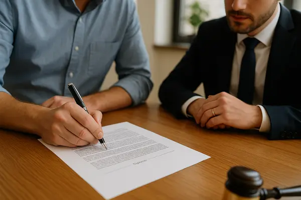 a lawyer with a client reviewing a document from Menes Lemon Law Firm in Key Biscayne, FL - Key Biscayne FL a lawyer with a client reviewing a document from Menes Lemon Law Firm in Key Biscayne, FL - Key Biscayne FL