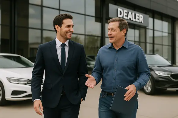 a lawyer walking with a customer and both are smiling from Menes Lemon Law Firm in Miami, FL - Lemon law for Tesla Vehicles a lawyer walking with a customer and both are smiling from Menes Lemon Law Firm in Miami, FL - Lemon law for Tesla Vehicles